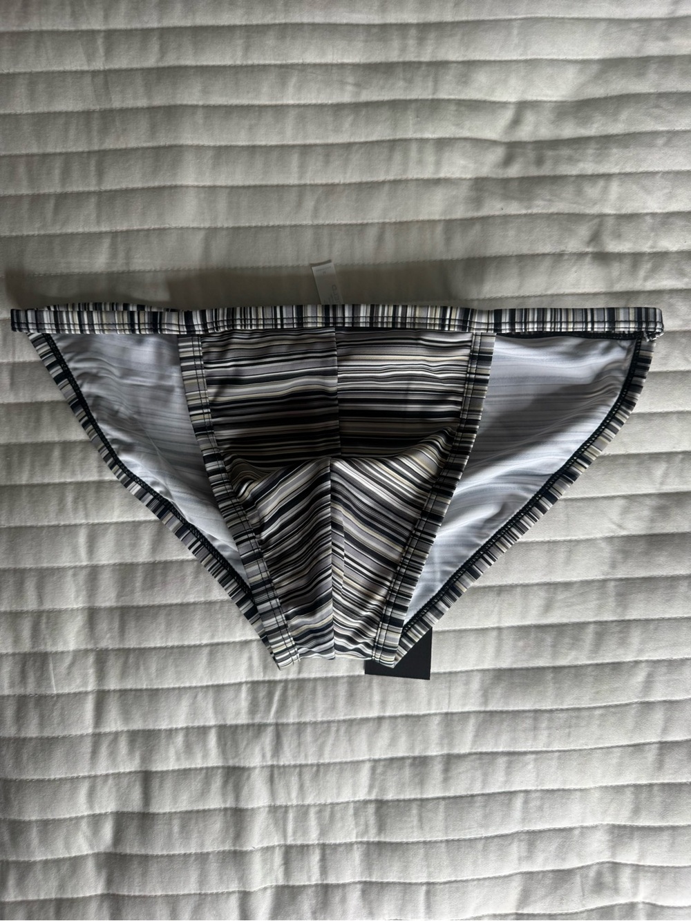 TODD SANFIELD Men's Striped Black & White Swim Briefs